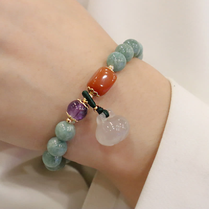 Heilendes Jadearmband mit Cyan-Jade und Amethyst für Harmonie