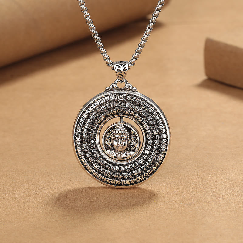 Herz-Sutra-Kupfer-Buddha-Friedensschnalle-Halskette