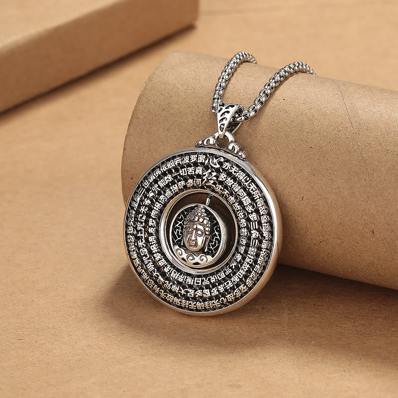 Herz-Sutra-Kupfer-Buddha-Friedensschnalle-Halskette
