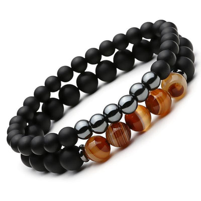 Hämatit-Achat-Schutz- und Balance-Armband-Set
