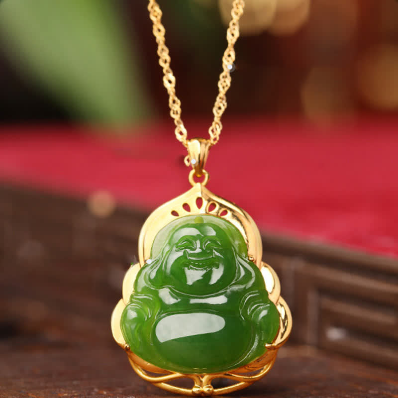 Buddha-Halskette aus Hetian Cyan Jade | Erfolgs- und Heilungs-Charm