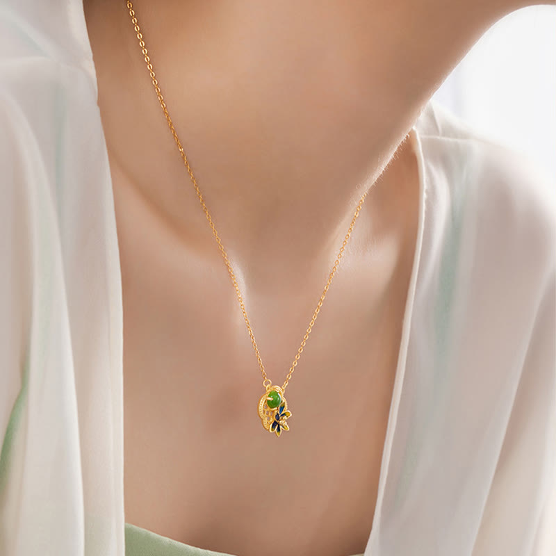 Hetian Cyan Jade Vierblättriges Kleeblatt Schmuckset | Heilende Klänge