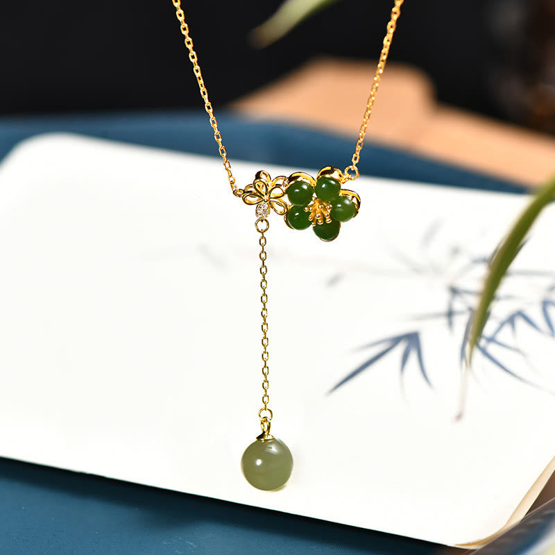 Hetian Cyan Jade Glückskette in 925 Silber | Heilende Klänge