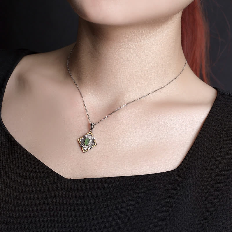 Hetian Cyan Jade Rhombus Halskette für Glück & Heilung