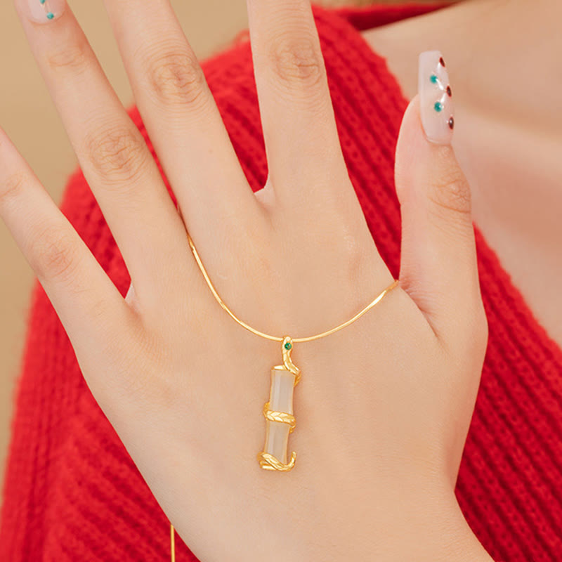 Hetian Jade Bambus Schlangenkette | 925 Sterling Silber