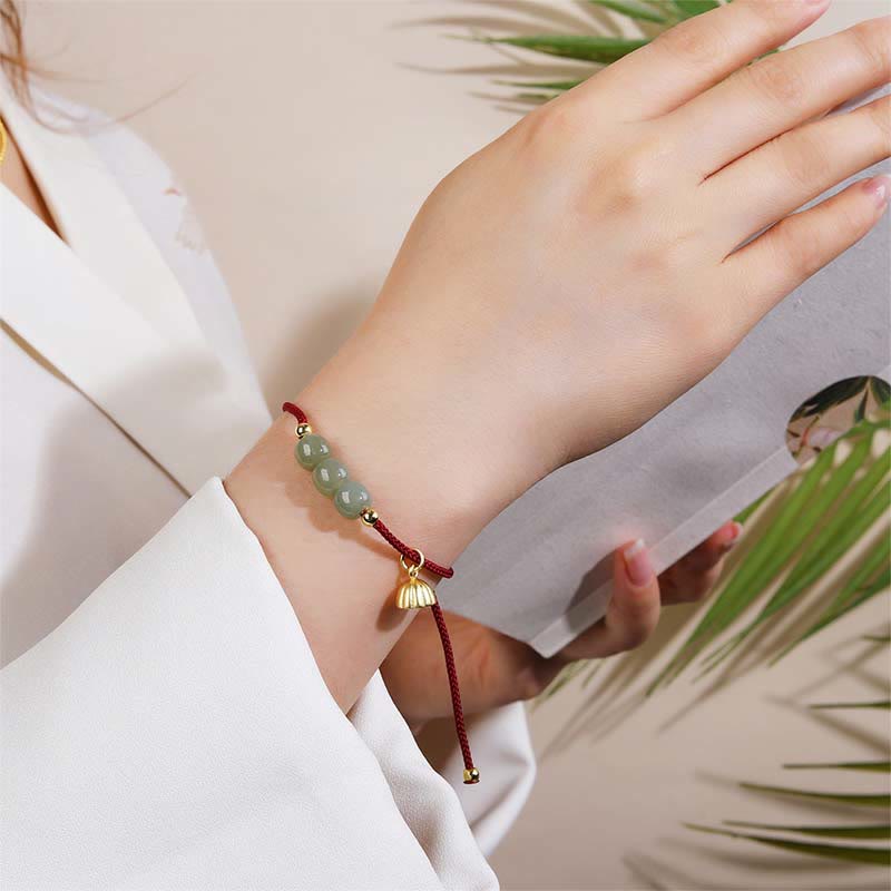 Hetian-Jade-Armband mit Lotuskapsel für Wohlstand und Glück