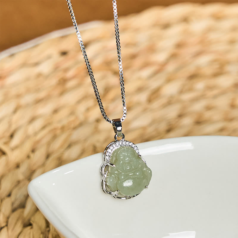 Halskette „Lachender Buddha“ aus Hetian-Jade für Fülle und Glück
