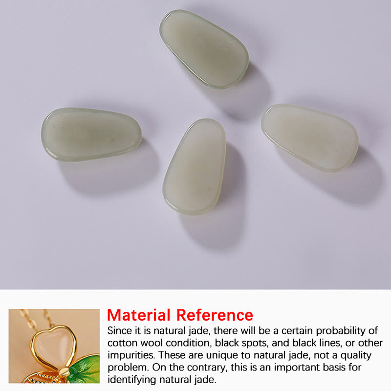 Hetian Jade Glück Kleeblatt Halskette & Ohrringe Set