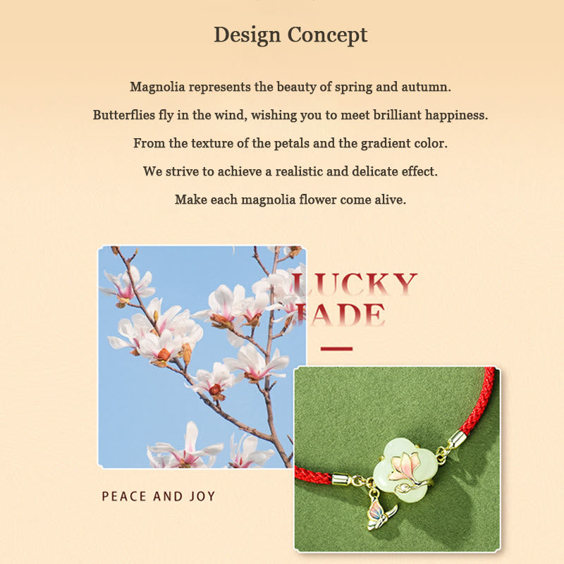Hetian Jade Magnolienblüte Schmetterling Glücksarmband