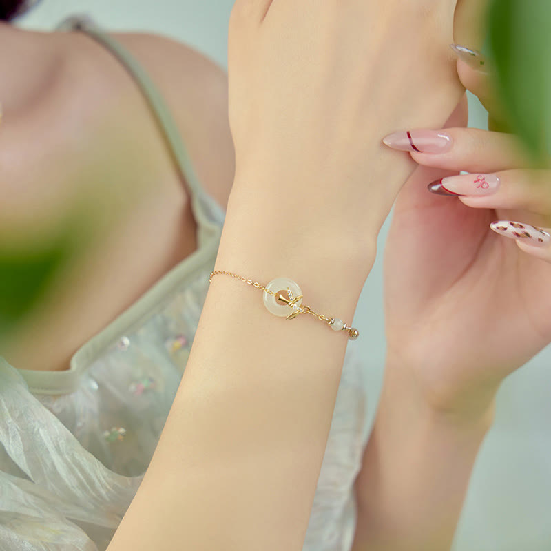 Hetian Jade Peace Buckle Armband 14-18 cm | Heilende Klänge