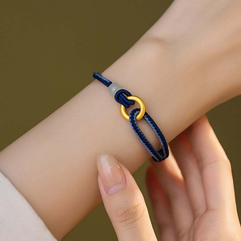 Hetian Jade Peace Buckle Armband 14-18cm | Sterling Silber