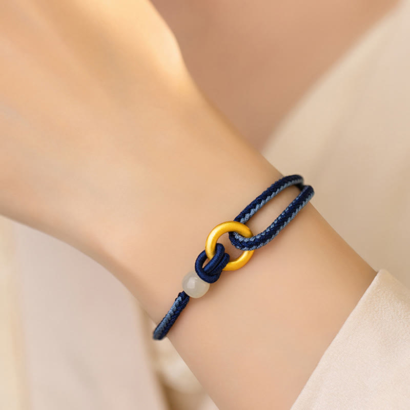 Hetian Jade Peace Buckle Armband 14-18cm | Sterling Silber