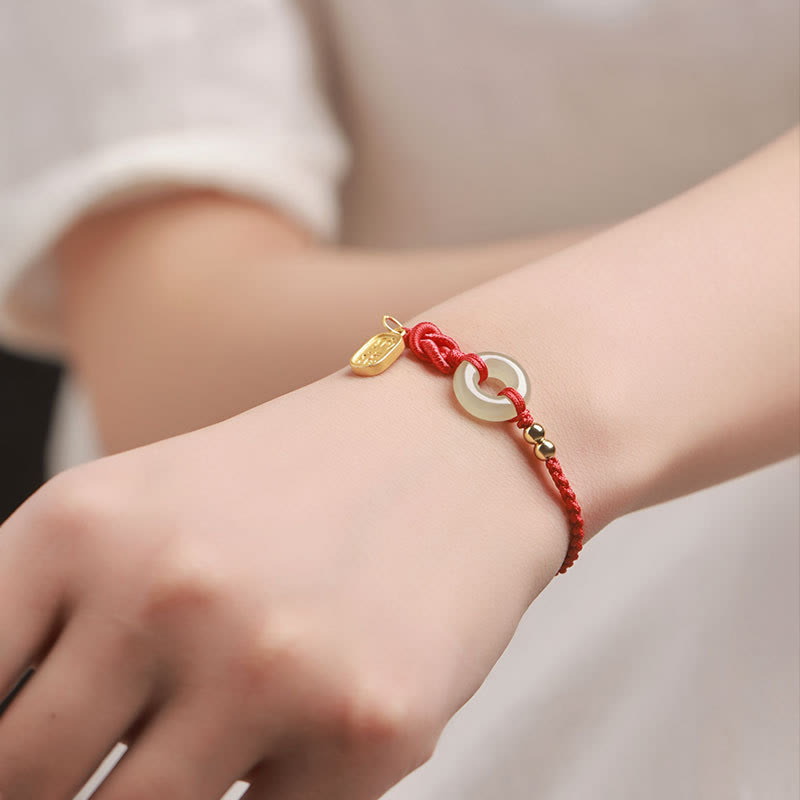 Hetian Jade Peace Buckle Fu Armband für Glück