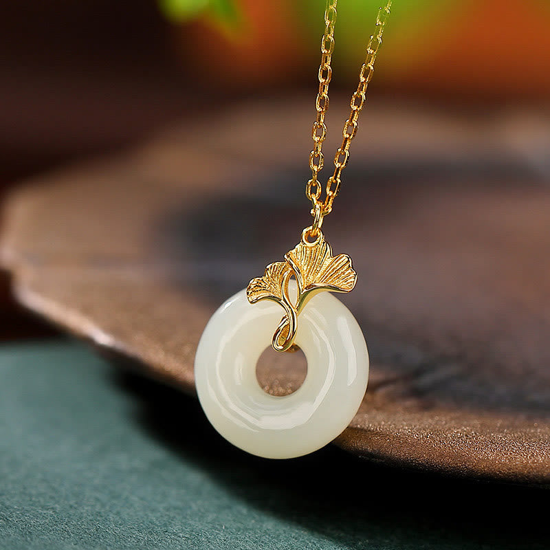 Hetian Jade Peace Buckle Halskette | Sterling Silber | Wohlstandsbalance