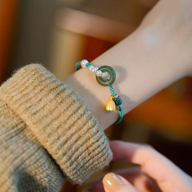 Hetian Jade Peace Buckle Serenity Armband für Glück