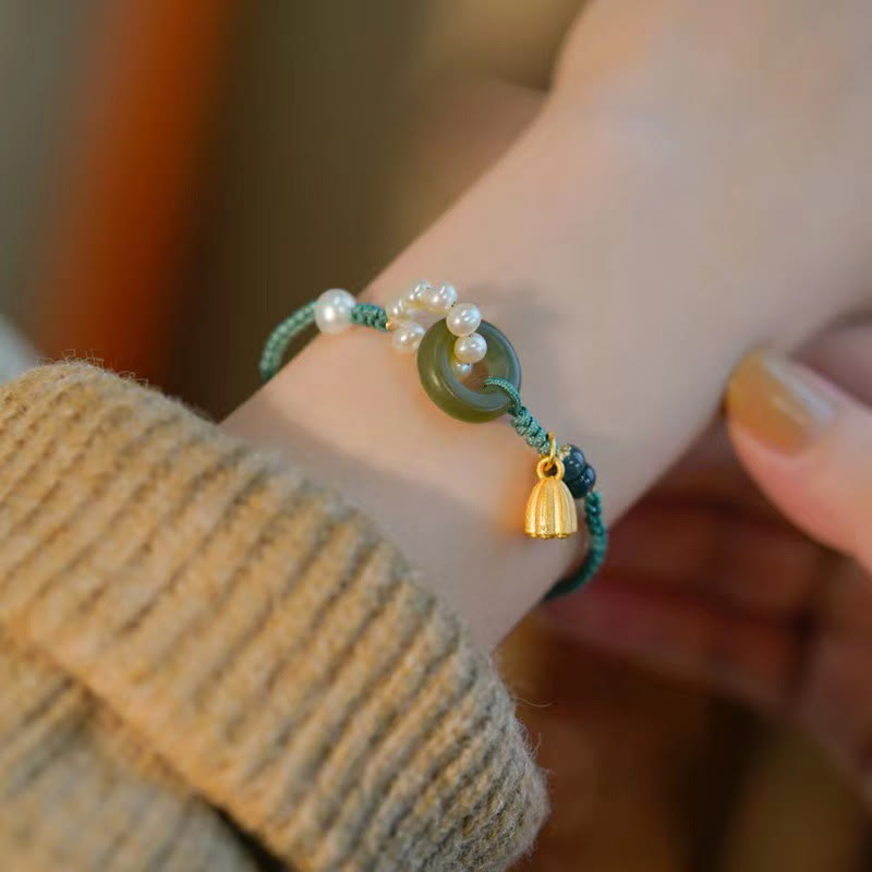 Hetian Jade Peace Buckle Serenity Armband für Glück
