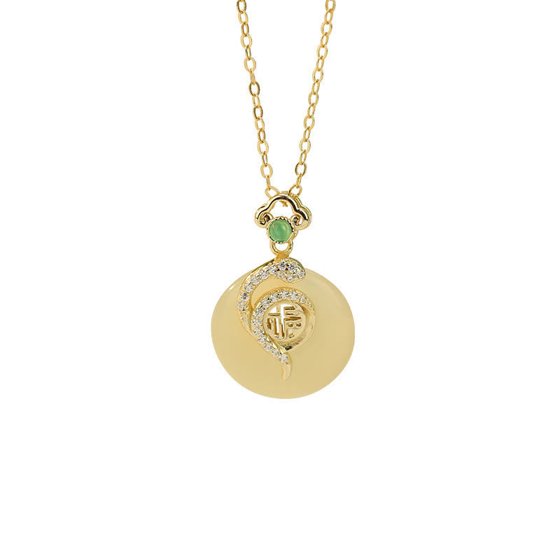 Hetian Jade Peace Buckle Schlangenhalskette