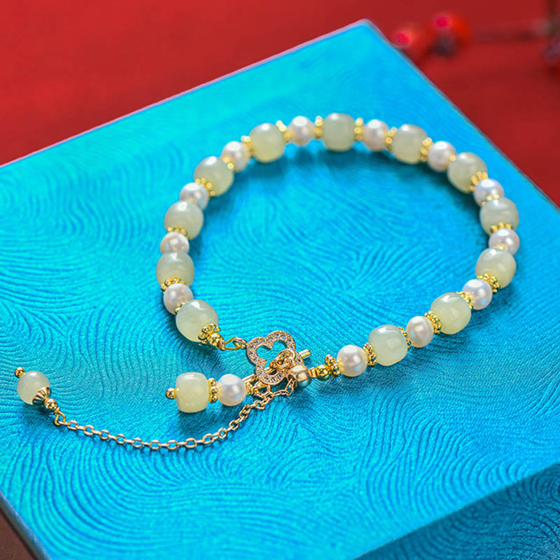Hetian Jade Pearl Abundance Armband für Wohlstand und Ausgeglichenheit