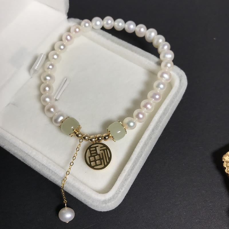 Hetian Jade Perlenarmband für Glück und Weisheit
