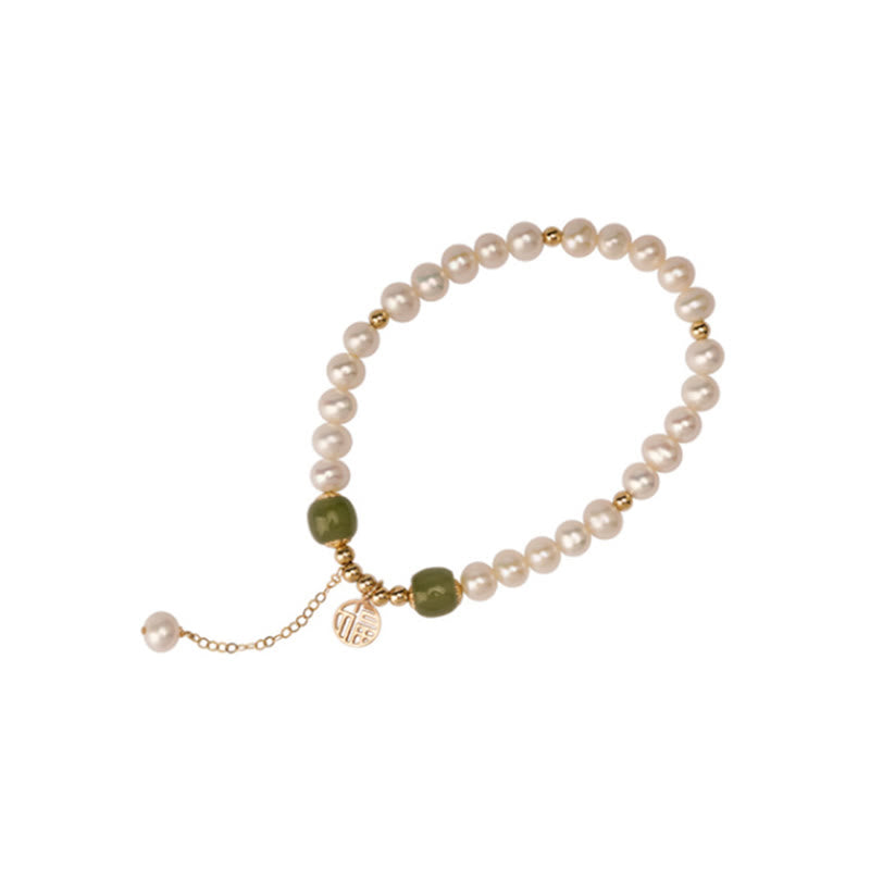 Hetian Jade Perlenarmband für Glück und Weisheit
