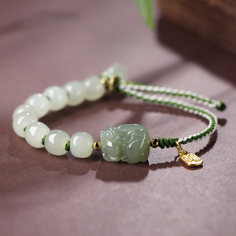 Hetian Jade PiXiu Glück Fu Charakter String Armband
