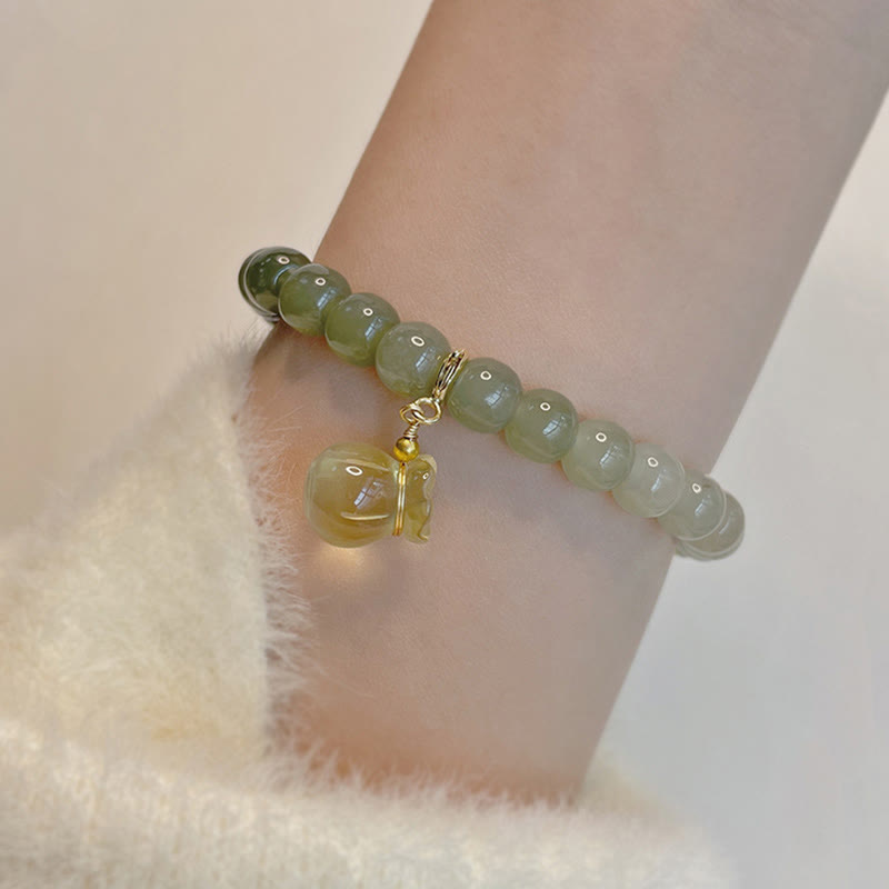 Hetian Jade Wohlstands-Geldbeutel-Charm-Armband