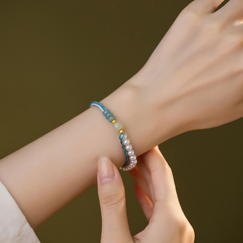 Armband aus Sterlingsilber und Perlen in Hetian-Jade