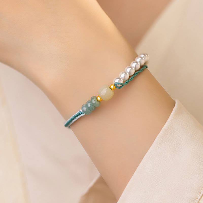 Armband aus Sterlingsilber und Perlen in Hetian-Jade