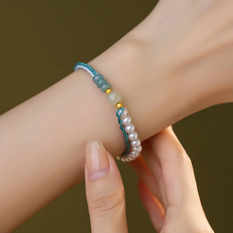 Armband aus Sterlingsilber und Perlen in Hetian-Jade