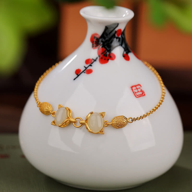 Hetian White & Cyan Jade Armband für Glück und Schutz