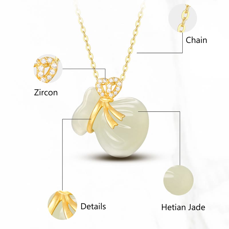 Hetian Weiße Jade Glücksgeldbeutel Halskette | Jade Schmuck