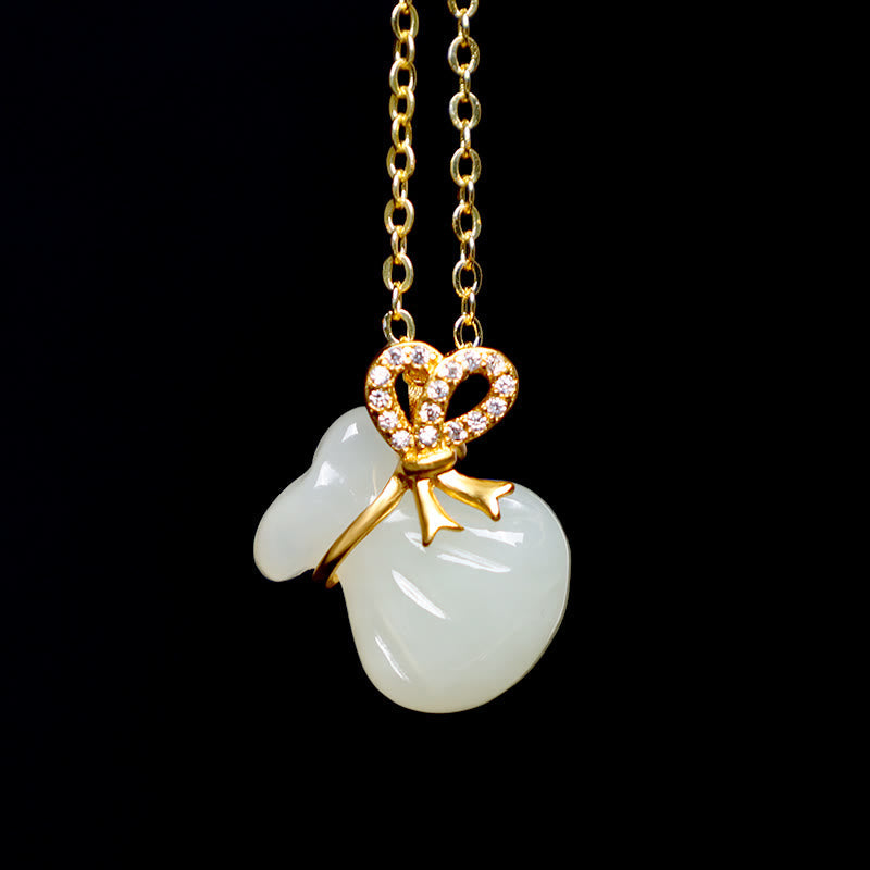 Hetian Weiße Jade Glücksgeldbeutel Halskette | Jade Schmuck