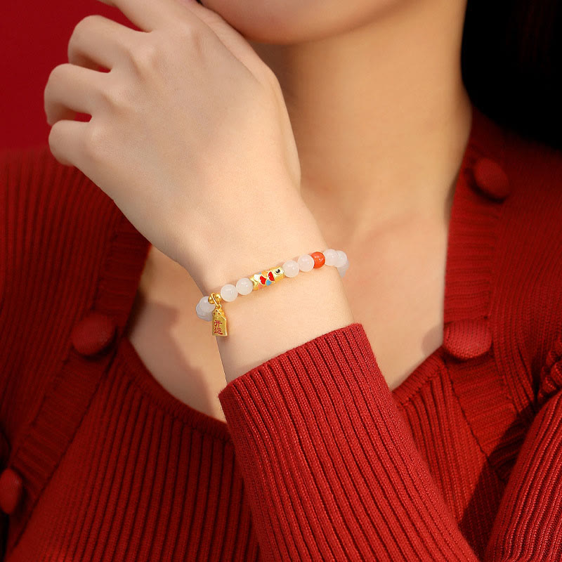Armband aus Hetian-Weiß-Jade für Schutz, Glück und Freude
