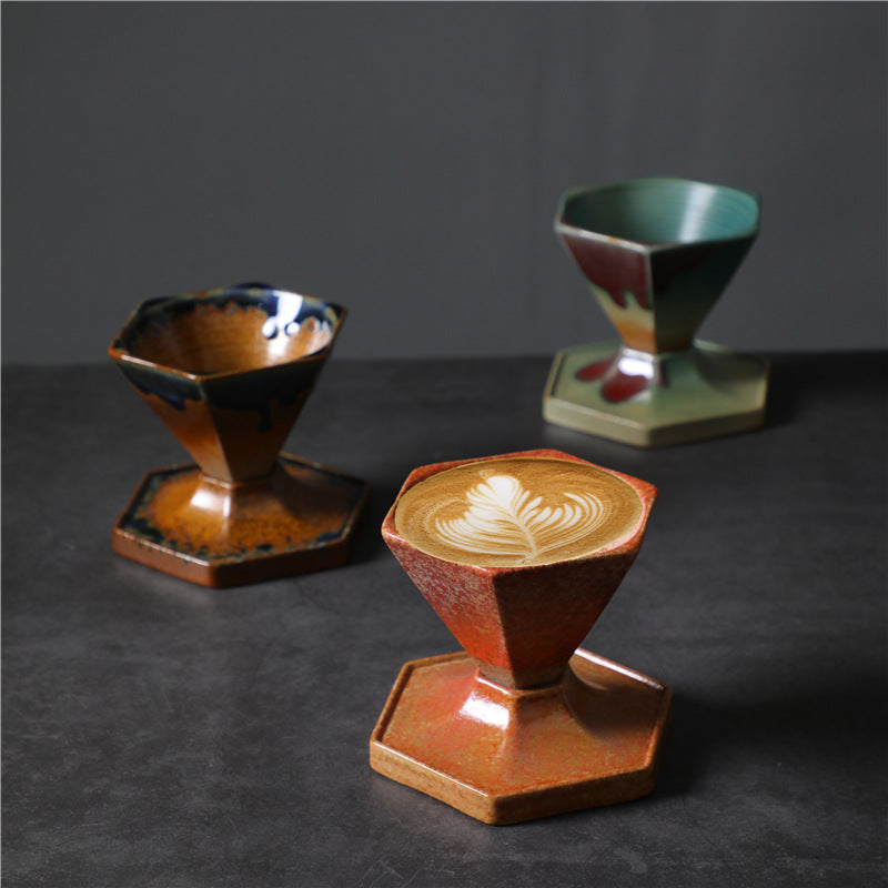 Sechseckige Keramiktasse für Tee und Kaffee, 170 ml | Zen-Dekor