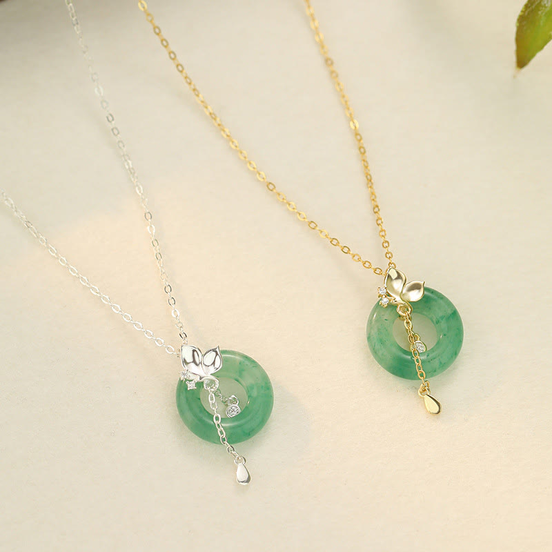 Jade Schmetterling 925 Silber Peace Schnalle Halskette