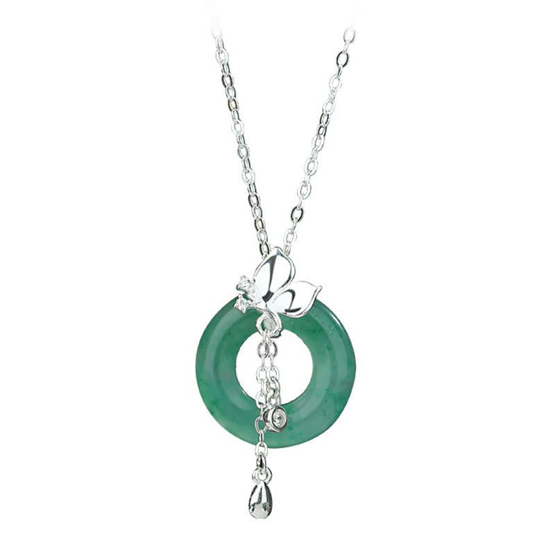 Jade Schmetterling 925 Silber Peace Schnalle Halskette