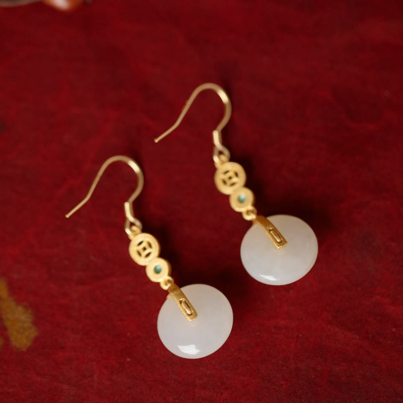 Jade Kupfer Münzen Wohlstand Schmuck Set Halskette Armband Ring Ohrringe