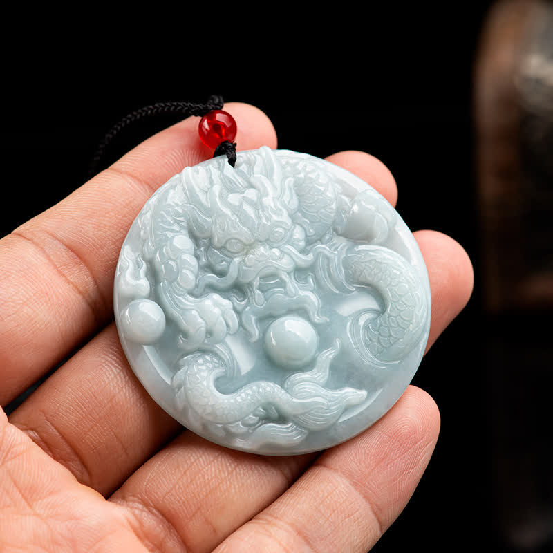 Jade-Drachen-Amulett-Halskette für Erfolg und Schutz