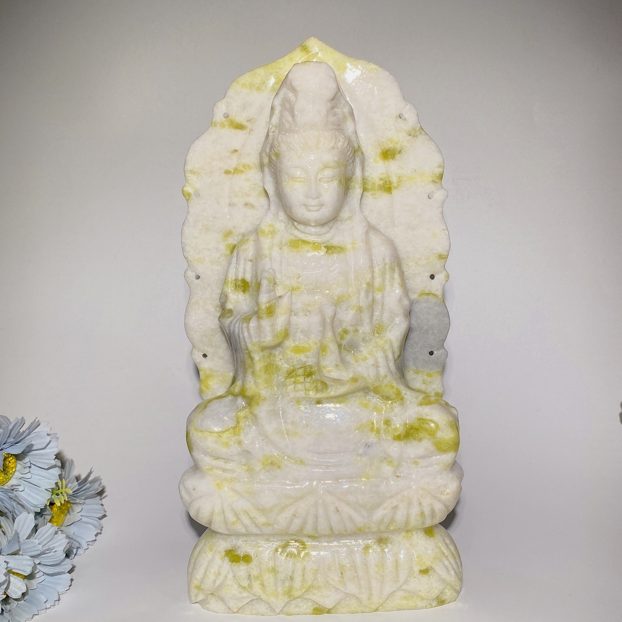 Jade Guanyin Crystal Carving 15-35cm Healing Statue