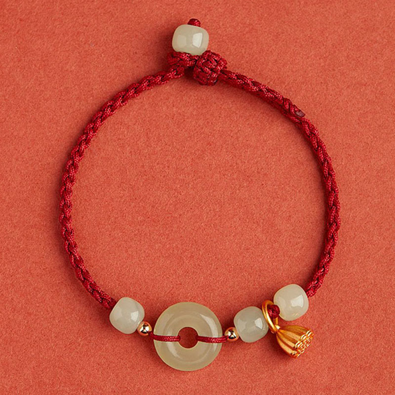 Jade Lotus Peace Buckle String Armband für Fülle