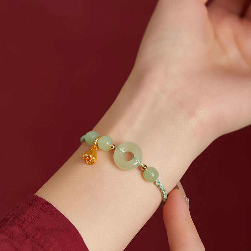 Jade Lotus Peace Buckle String Armband für Fülle