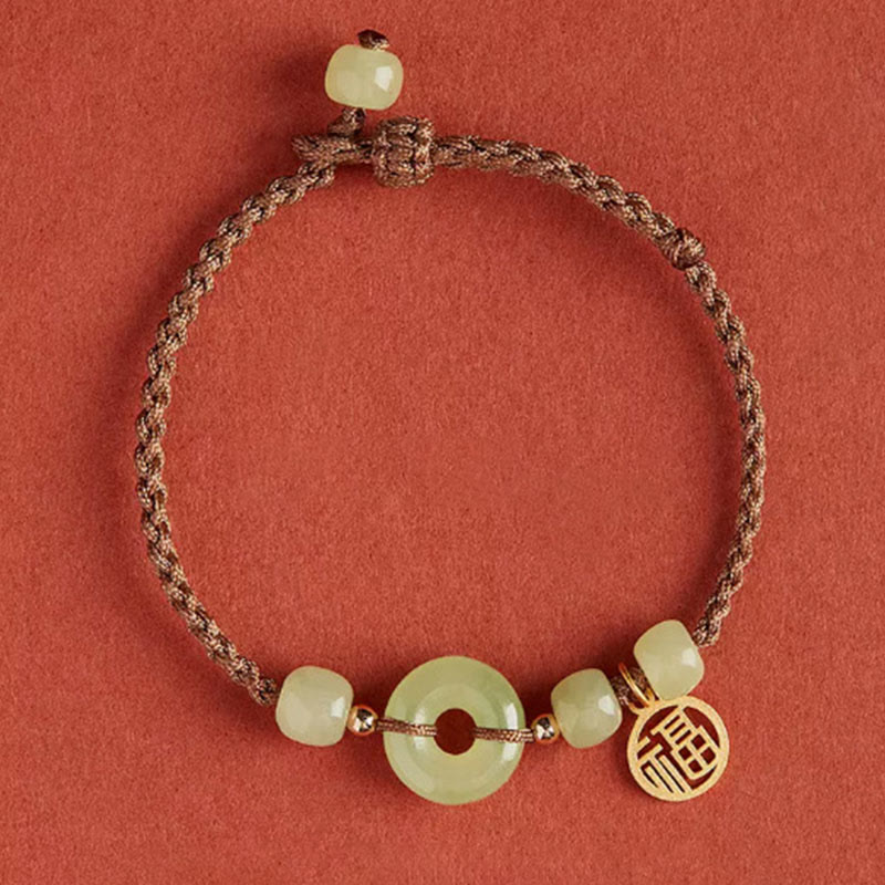 Jade Lotus Peace Buckle String Armband für Fülle