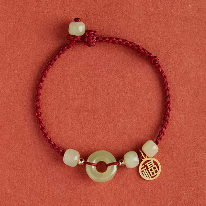 Jade Lotus Peace Buckle String Armband für Fülle