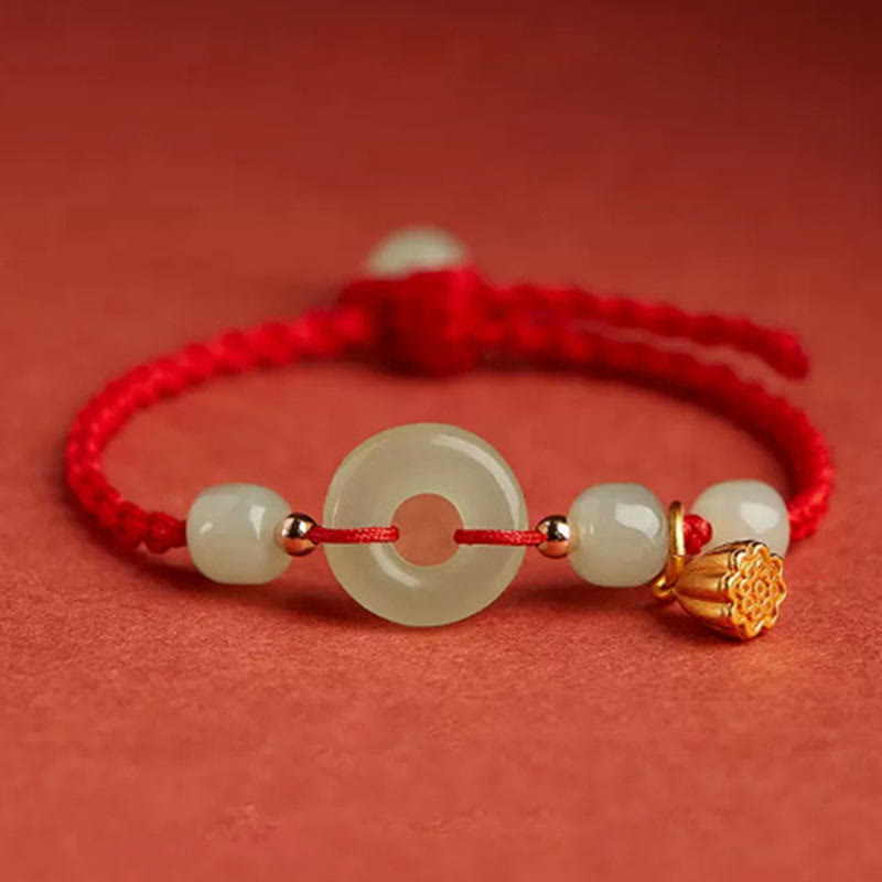 Jade Lotus Peace Buckle String Armband für Fülle