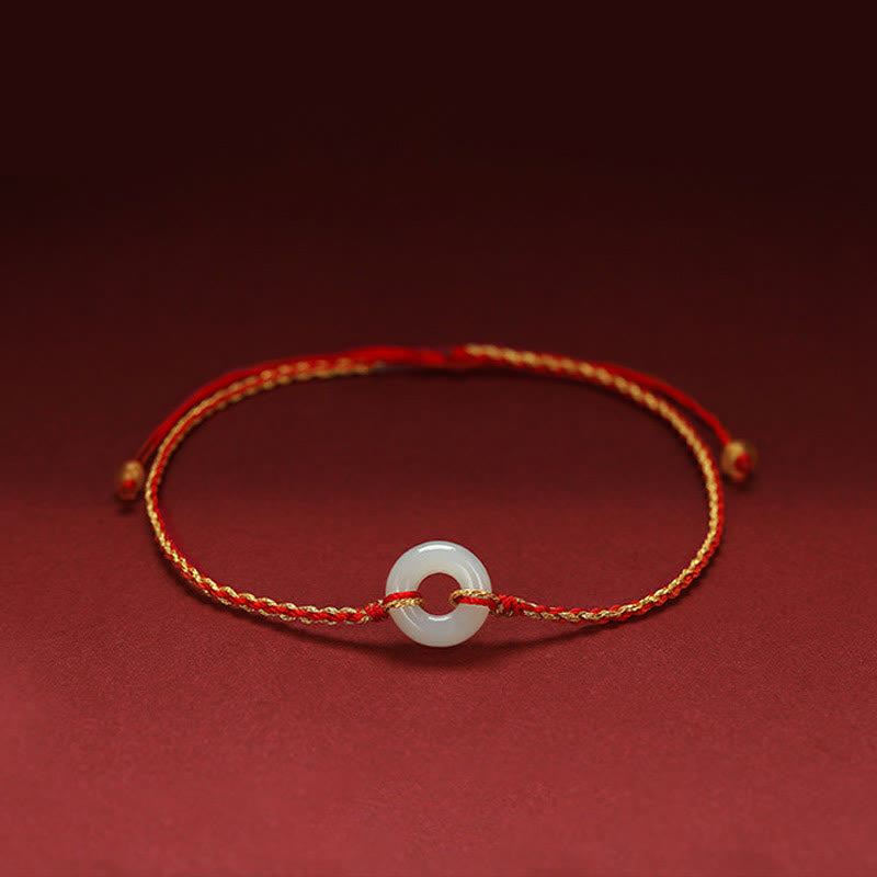 Jade Luck Abundance Geflochtenes Armband und Fußkettchen mit Peace-Schnalle