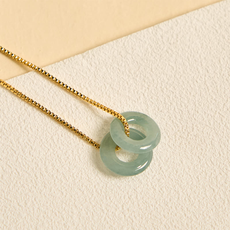 Jade-Halskettenanhänger mit doppelter Peace-Schnalle für Wohlstand