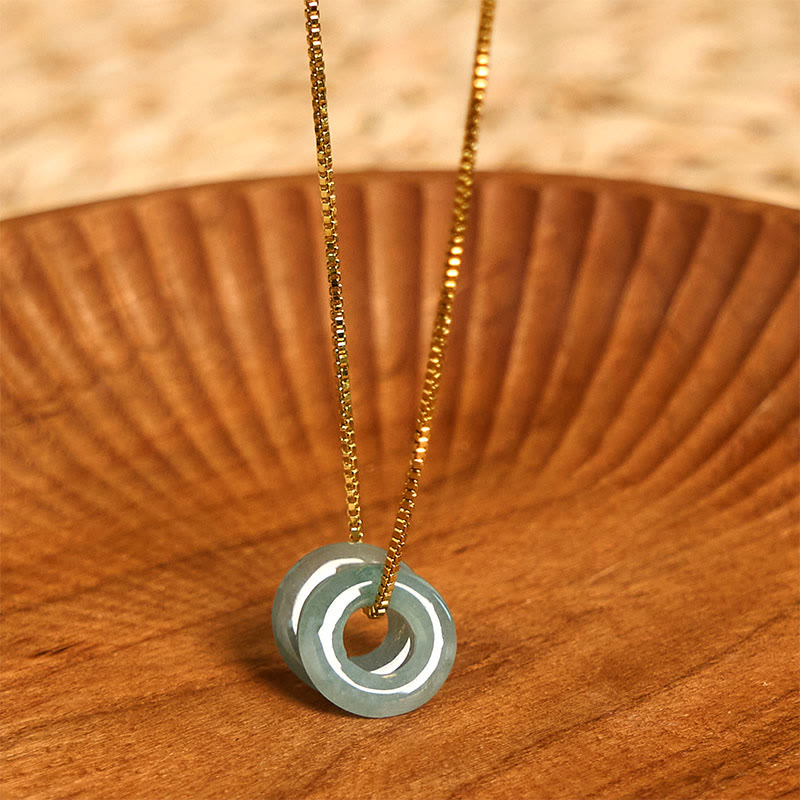 Jade-Halskettenanhänger mit doppelter Peace-Schnalle für Wohlstand