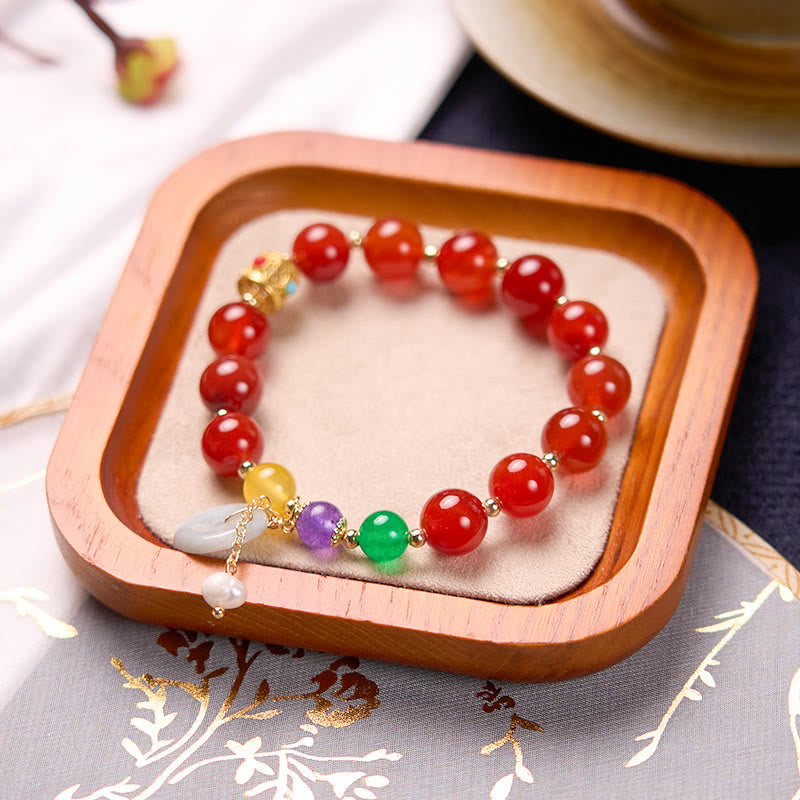Jade-Rot-Achat-Peace-Schnalle-Vertrauensarmband