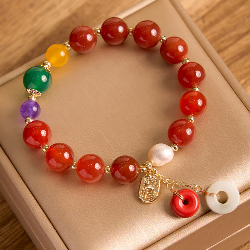 Jade-Rot-Achat-Peace-Schnalle-Vertrauensarmband