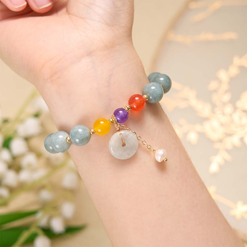 Jade-Rot-Achat-Peace-Schnalle-Vertrauensarmband